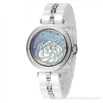 2014 New Fashionable Luxury High-quality Ceramic Diamond Watch, Waterproof, Women's, Shell Carving